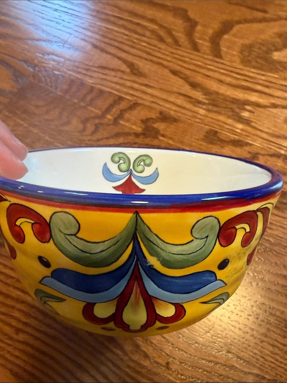 Yellow Talavera hand painted soup cereal bowl - 6